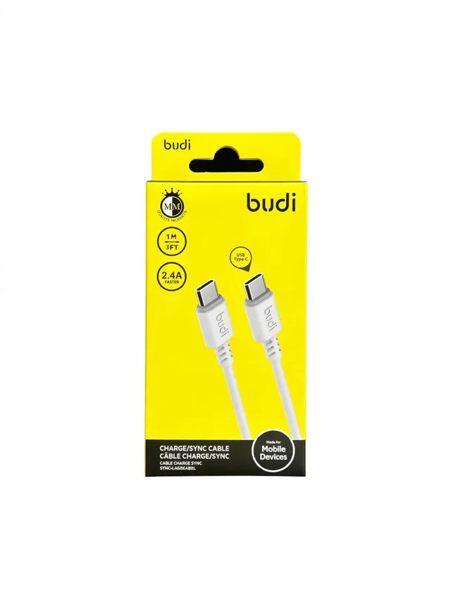 USB-C TO USB-C CABLE 1M 2.4A WHITE